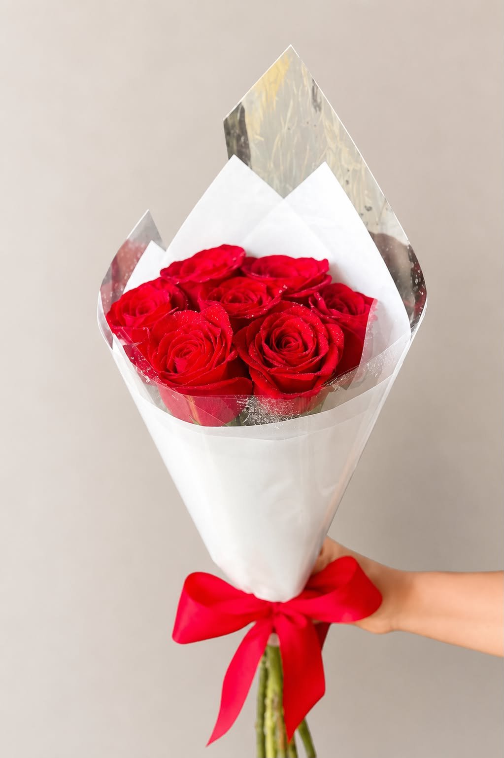 Buquê 7 Rosas colombianas vermelhas