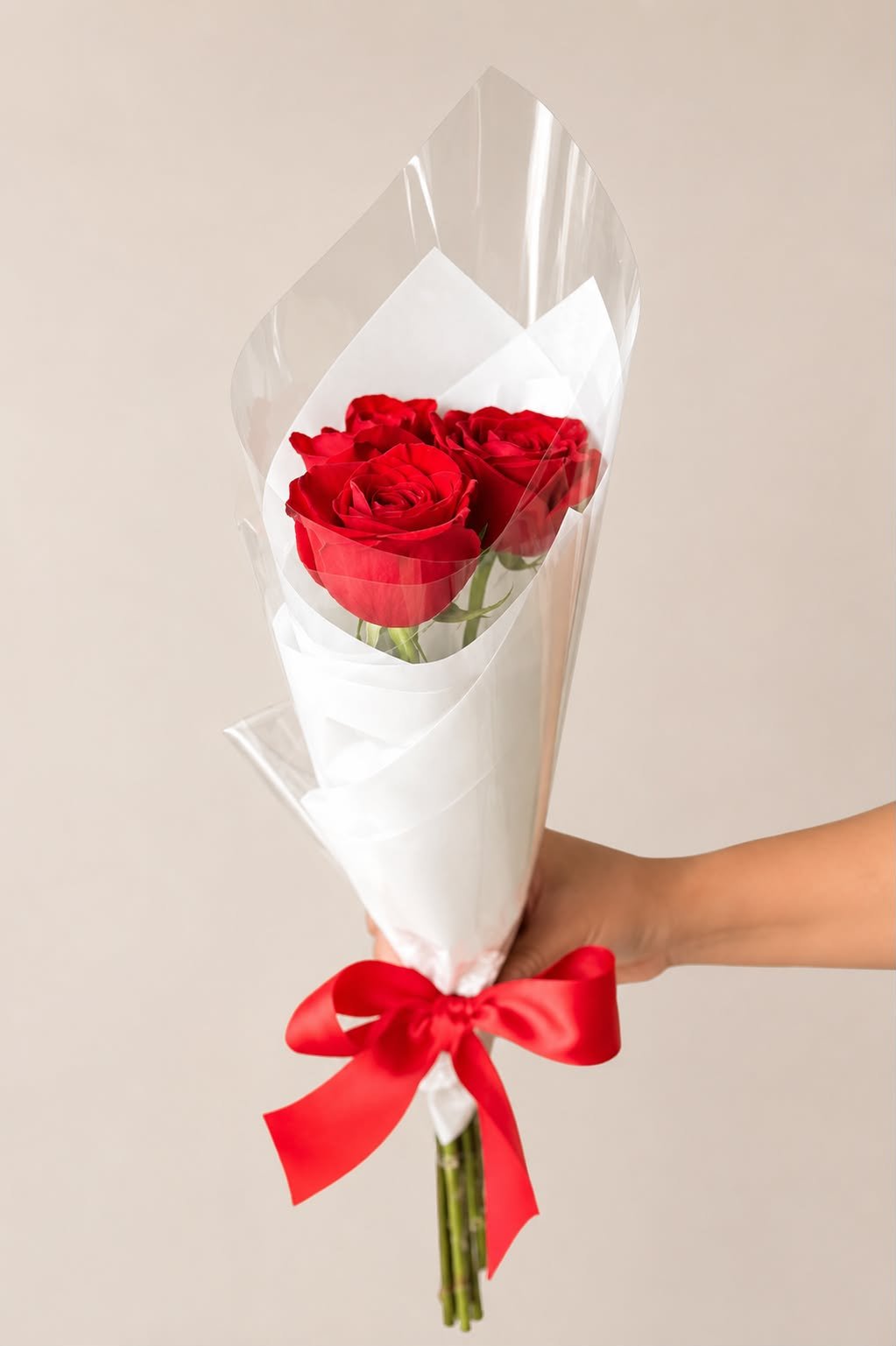 Buquê 3 Rosas colombianas vermelhas