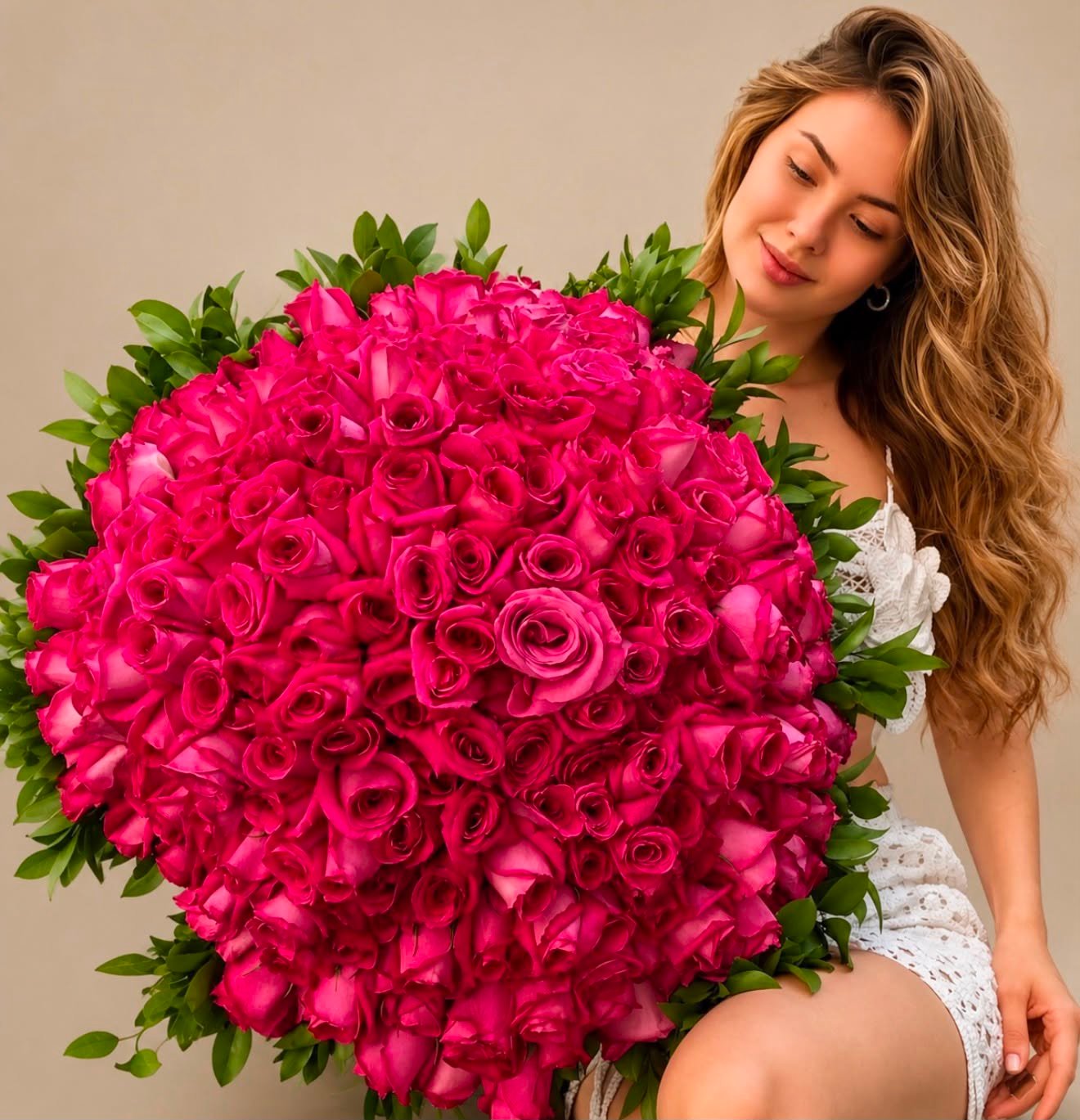Buquê Com 100 Rosas Pink