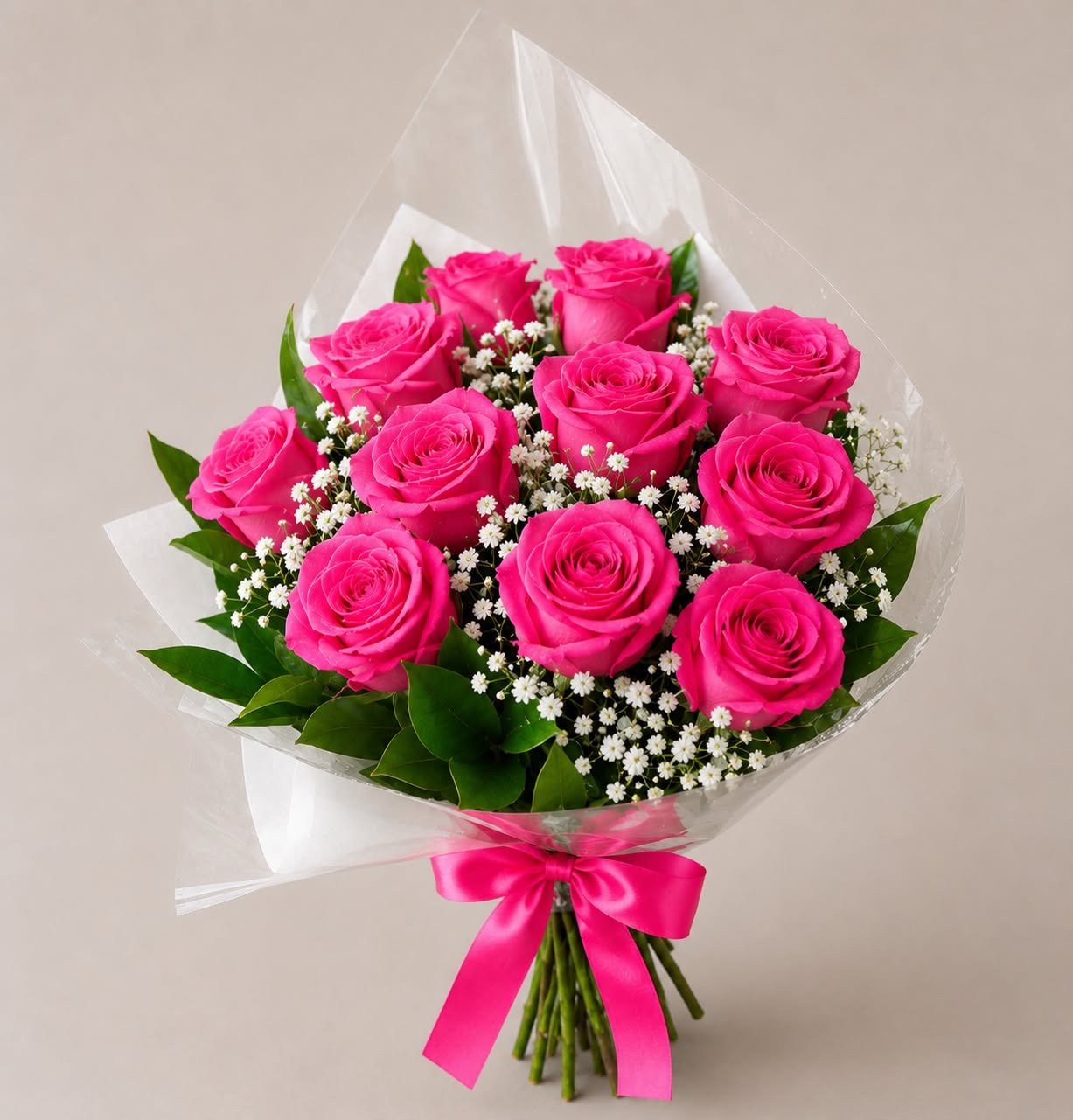 Buquê 12 Rosas Pink colombianas