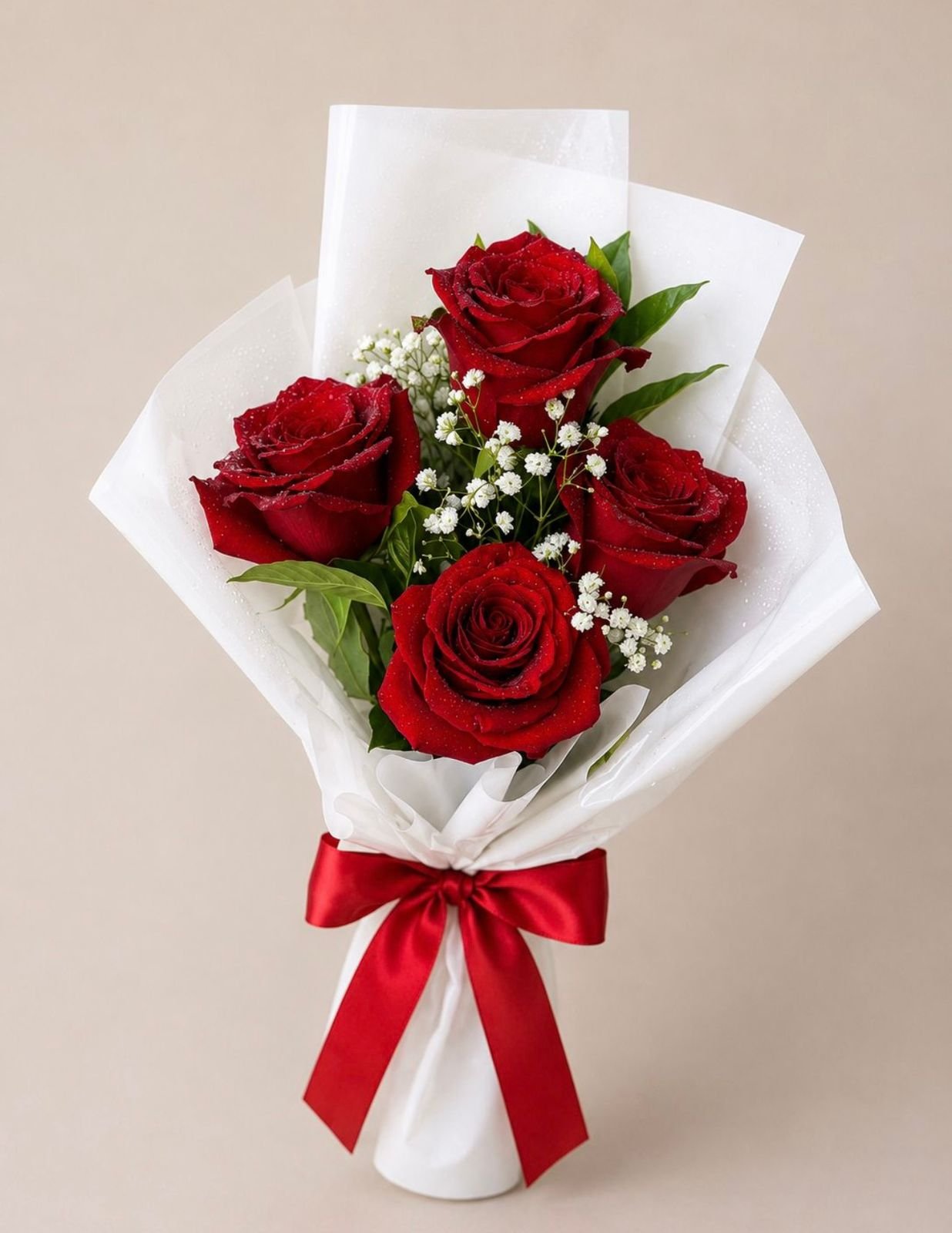 Ramalhete 4 Rosas Colombianas na Embalagem Especial