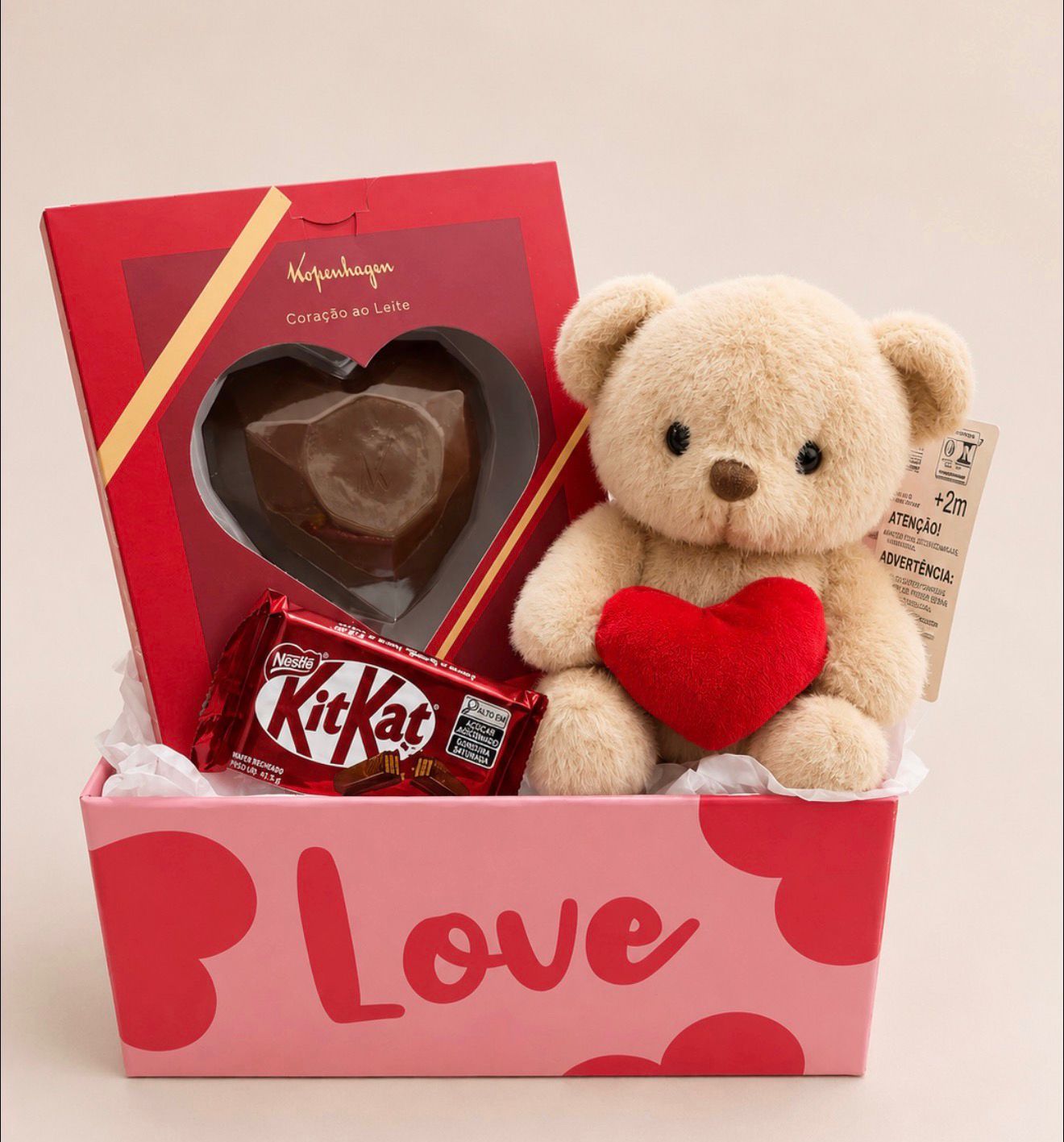Cesta Love com chocolate Kopenhagen